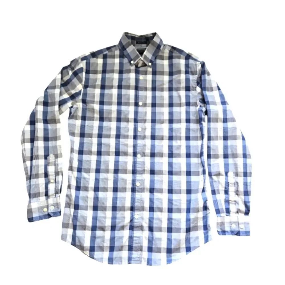 EC BANANA REPUBLIC SUPIMA COTTON PLAID BUTTON UP SHIRT SZ.M